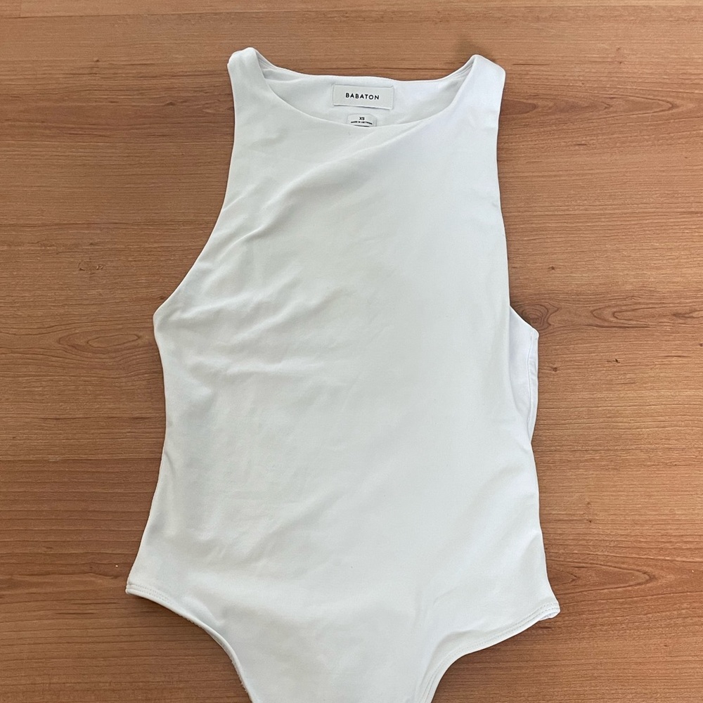 Babaton White sleeveless bodysuit  One Piece